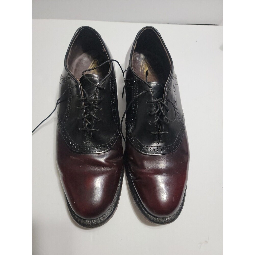 Vintage British Walkers Brown Black men dress shoes Sz 7.5 D Custom Made In USA